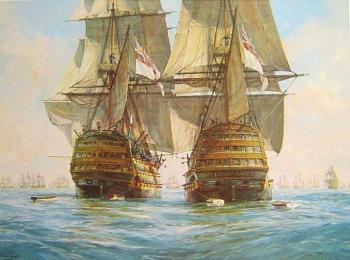 傑夫 亨特 Victory races Temeraire for the enemy line, Trafalgar, 21st October 1805